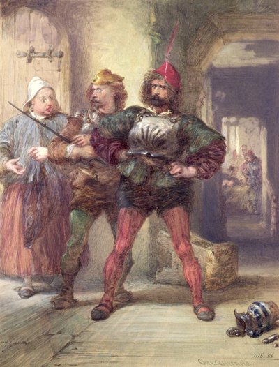 Mistress Quickly, Nym e Bardolph, dalle opere di Falstaff di Shakespeare da Charles Cattermole